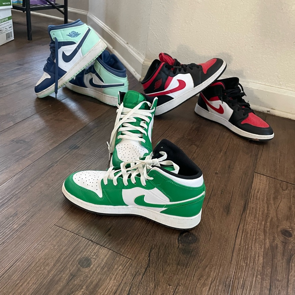 Vibrant Green and White Kids Sneakers - Picture 2 of 2